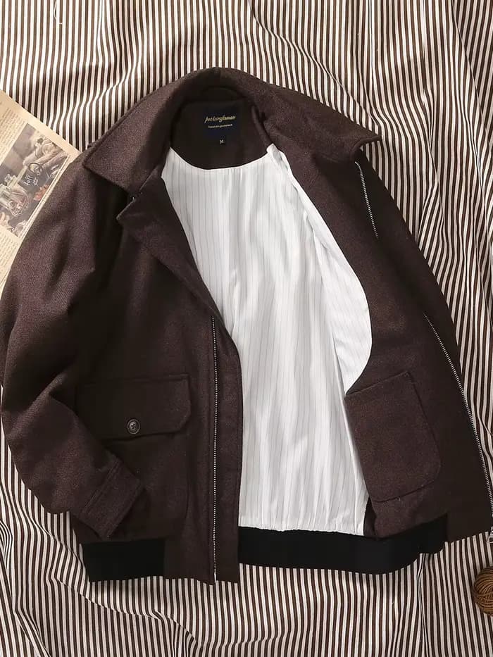 POT & CRAFTSMAN Veste de pilote vintage de style américain pour homme A2 Ingénieur Top Style Old Money Manteau décontracté en tweed de laine