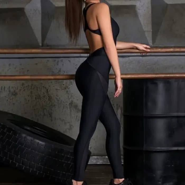 Vêtements pour femmes combinaisons Sexy couleur unie dos nu fendu-articulation combinaisons de sport pour femme femme longues combinaisons femme sportive