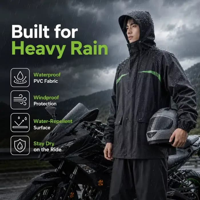 Combinaison de pluie imperméable unisexe 2 pièces pour le cyclisme – Veste et pantalon pour la conduite