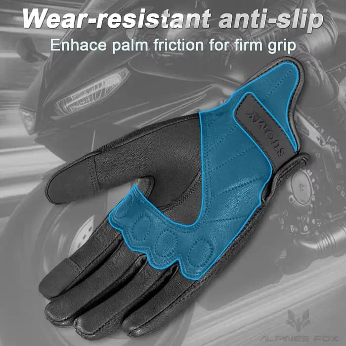 Gants de moto en cuir vintage d'été pour hommes et femmes