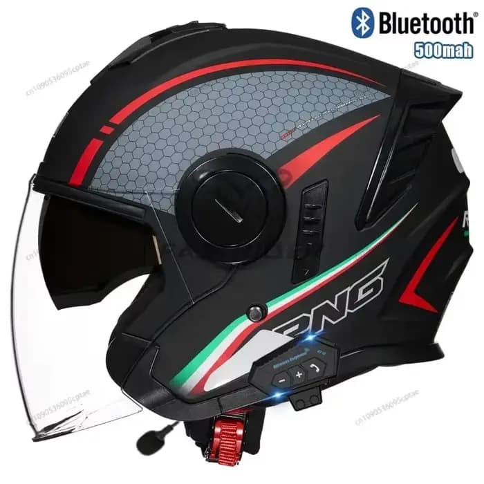 Casque de Moto Anti-buée double lentille Bluetooth