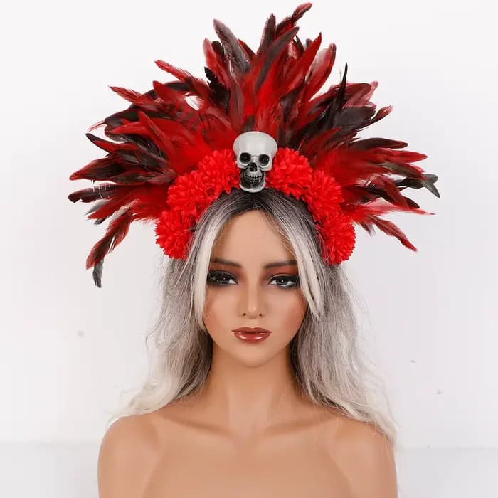 Accessoires de mascarade de carnaval, accessoires de coiffure en plumes de fleurs artificielles, bandeau surdimensionné, accessoire de Costume de photographie