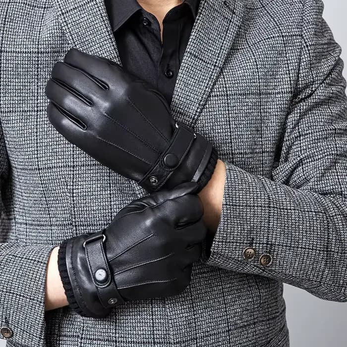 M-XL hommes en cuir véritable conduite cyclisme cadeau gants hiver chaud doublure douce avec de l'optique en peau de