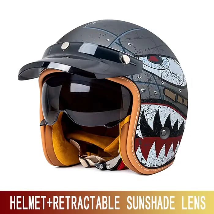 Casque trois-quarts moto cavalier pédale