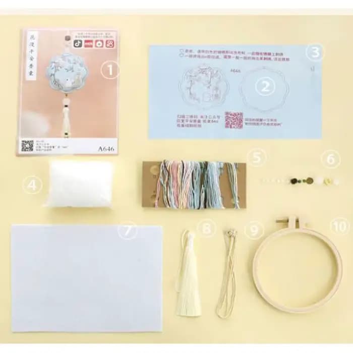 Kit de Matériel pour Amulette de Prière Brodé DIY – Kit de Broderie Facile pour Débutants – Tissu à Coudre pour Pendentif de Voiture – Point de Croix