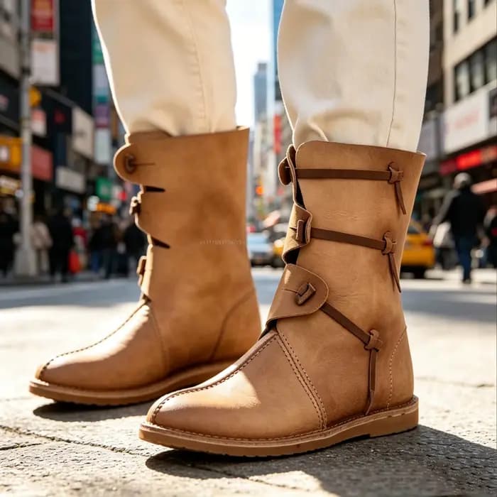 Bottes Médiévales Homme Style Romain à Bout Rond