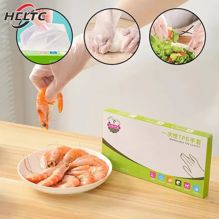 Gants de poulet transparents en TPE sans latex, coordonnants, acide, sécurité au travail, qualité alimentaire, ménage, livres, 100 pièces