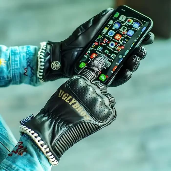 UGLYBROS gants de Moto en cuir d'hiver