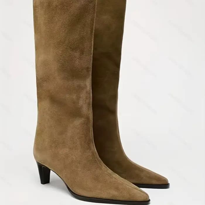 Bottes fines à talons hauts tendance, bottes d'hiver à bout pointu, bottes mi-hautes pour femmes, chaussures à talons fins, bottines longues punk pour femmes, Zapatos De Muje