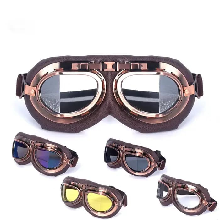 Lunettes de moto en cuir vintage