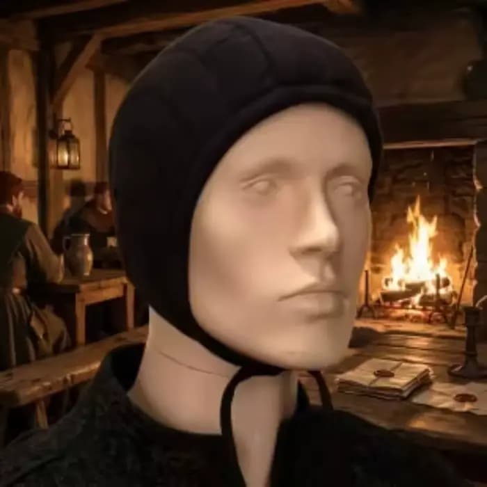 Coiffe d'armure matelassée en lin, respirante, à ajustement confortable, de type coif médiéval, pour un maintien historique précis, pour les joueurs de LARP