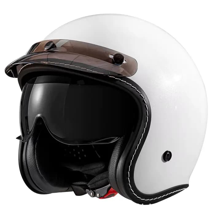 Casque de moto rétro 3/4 ouvert unisexe avec double visière
