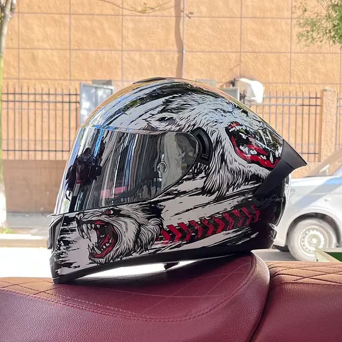 Casque de moto intégral avec double lentille