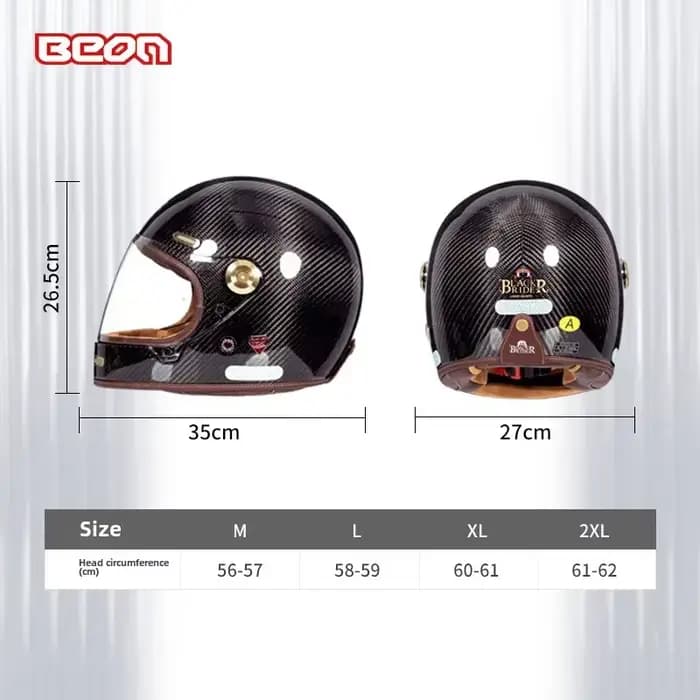 BEON B512 BR512 casque intégral en Fiber De carbone Motocross Vintage Moto Scooter Autocycle rétro casques ECE Cascos