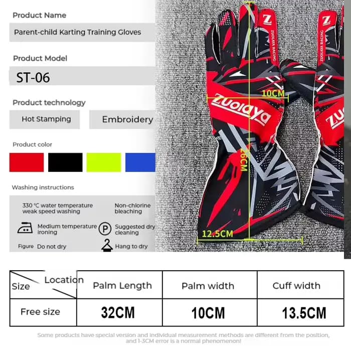Gants de course longs pour Kart
