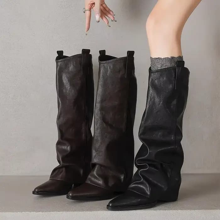 Bottes hautes élégantes à talons mi-hauts pour femmes, escarpins d'hiver à la mode, Chelsea, en cuir, pour la marche, nouvelle collection 2026
