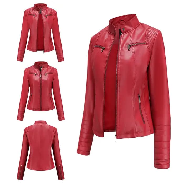 Veste de Moto en simili cuir pour femmes