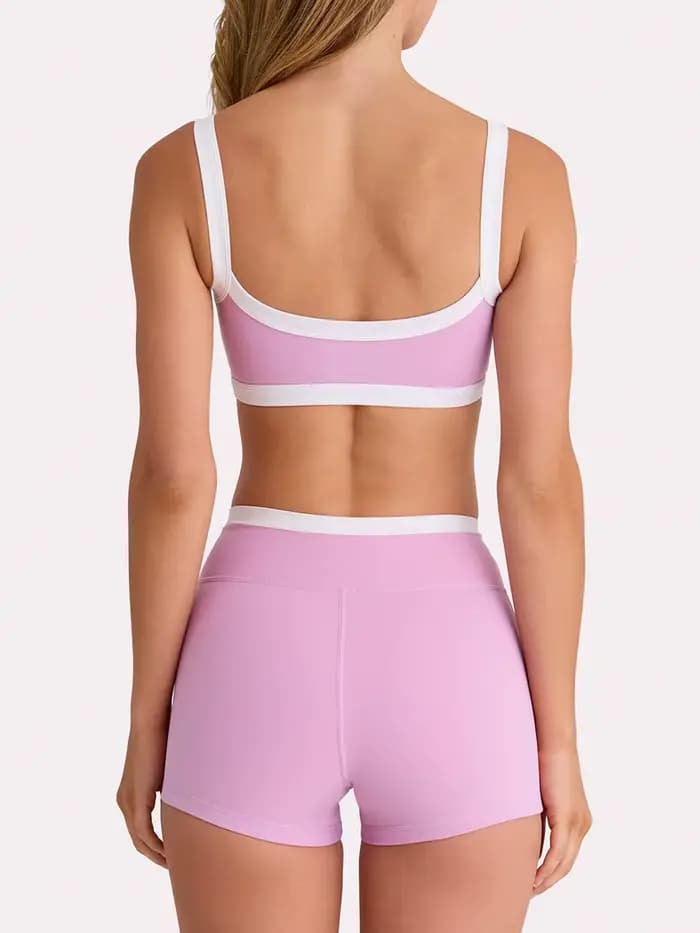 Ensemble de yoga pour femme : short taille haute liftant les hanches et compressif abdominal, soutien-gorge à bretelles, vêtements de sport confortables et respirants