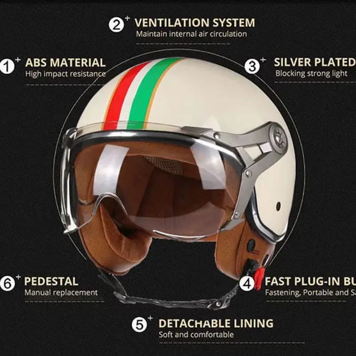 Casque ouvert rétro approuvé DOT ECE