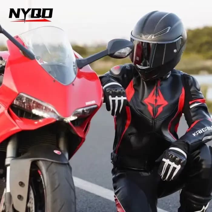 Combinaison de moto en cuir anti-chute pour homme