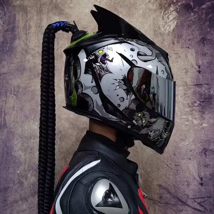 Casque intégral de moto à double lentille