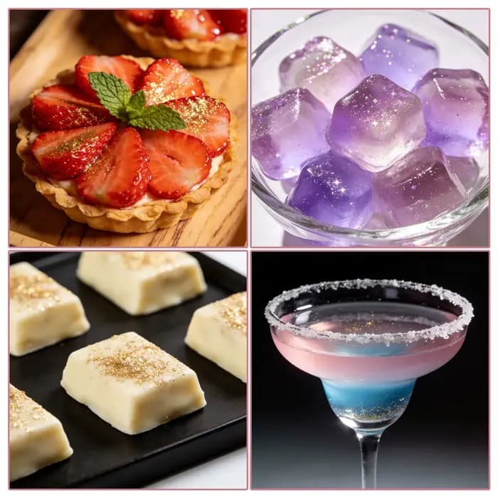 Poudre de paillettes, paillettes pour boissons, fournitures pour la décoration de biscuits, cocktails, pâtisserie, chocolats, accessoires et outils de décoration pour gâteaux et bonbons