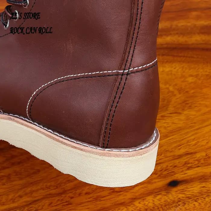 RockCanRoll-Bottes de motard en cuir véritable de vache italien