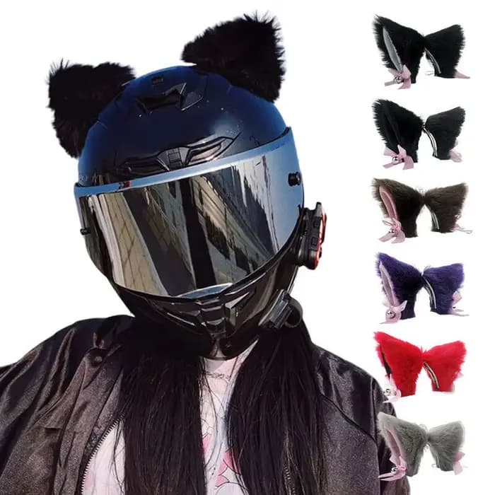 Décoration de casque de moto avec oreilles de chat