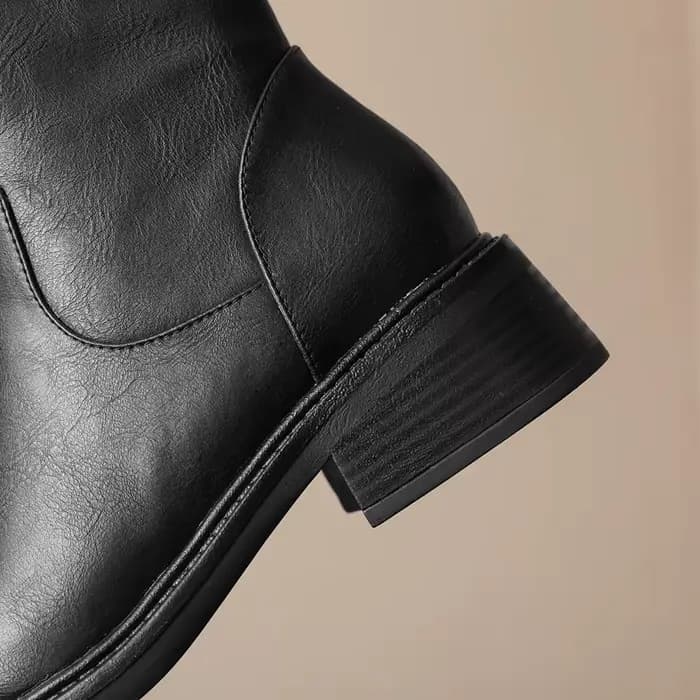 Bottes de chevalier en cuir véritable de vache pour femmes