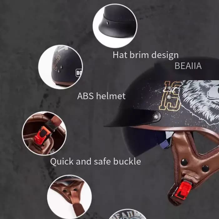 Casque semi-casque de moto électrique pour hommes et femmes