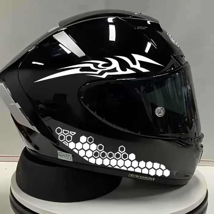Autocollant géométrique rouge pour casque de moto