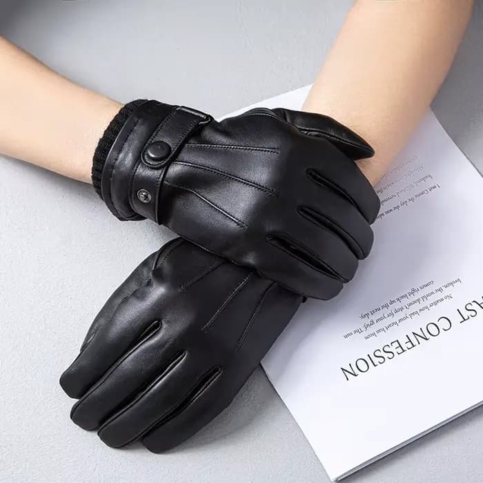 M-XL hommes en cuir véritable conduite cyclisme cadeau gants hiver chaud doublure douce avec de l'optique en peau de
