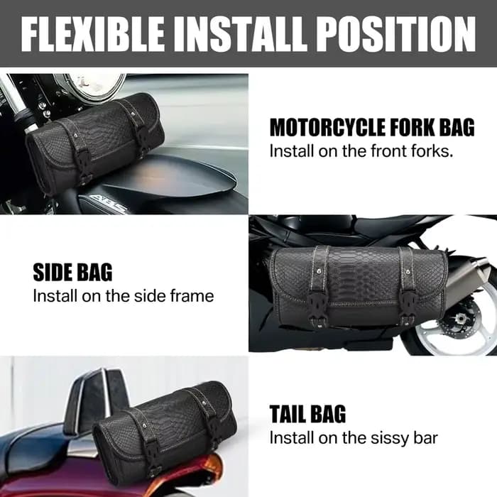 Sac à outils pour fourche avant de moto, sac en rouleau universel en Faux cuir pour guidon, étanche, adapté pour Harley Sportster Kawasaki Yamaha