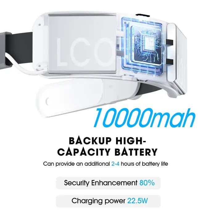 Sangle de casque VR avec batterie 10000 mAh pour Meta Quest 3/3S/2 - Libération à un clic brevetée, jeu VR équilibré et confortable