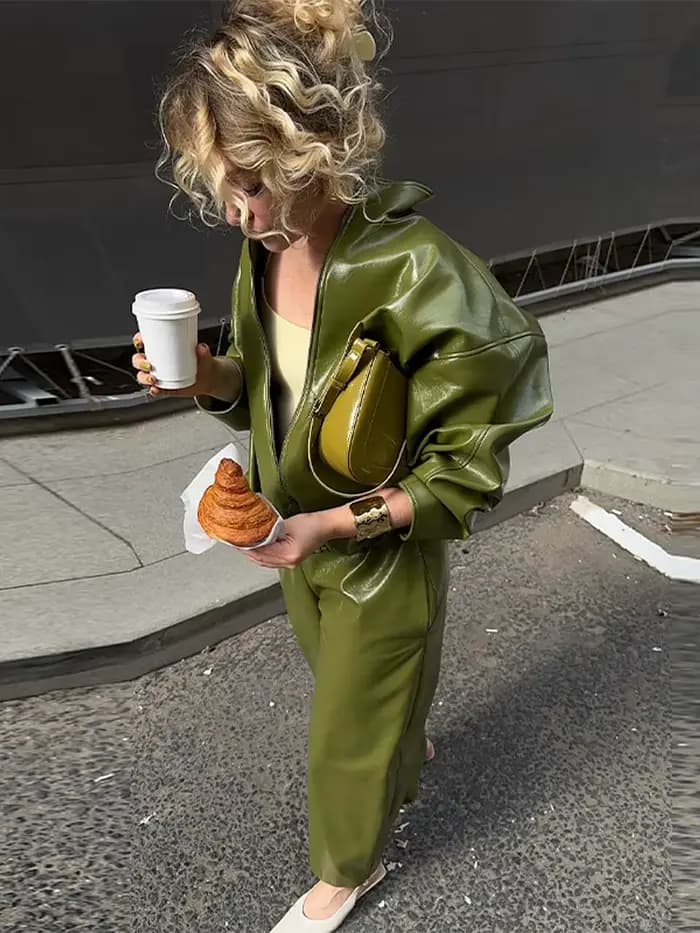 Veste en simili cuir pour femme