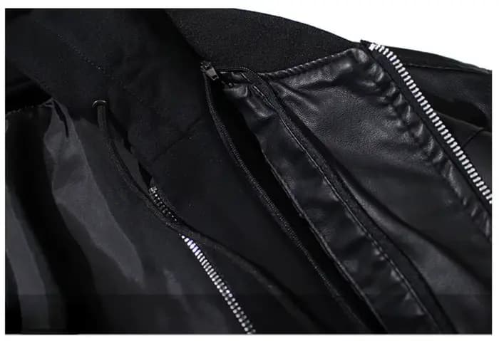 Veste à capuche en cuir PU pour hommes