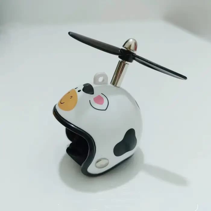 Casque à motif Animal de canard en caoutchouc jaune noir avec hélice pour décoration de barre de poignée de vélo de