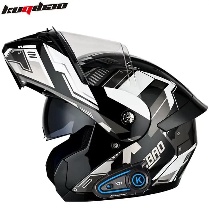 Casque de moto KUQIBAO avec casque Bluetooth intégré