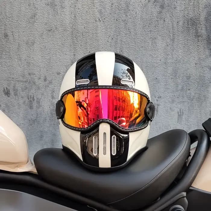 Casque ORZ rétro, casque intégral en fibre de verre