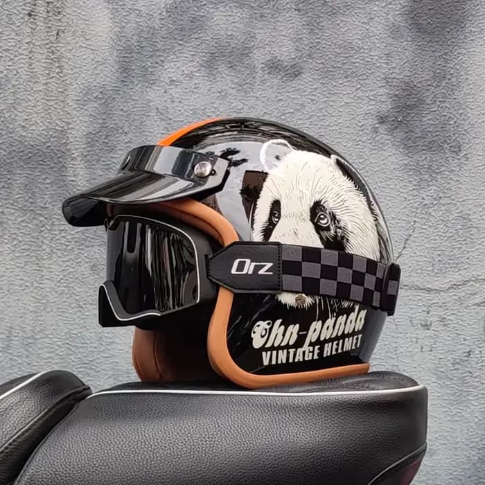 Casque de moto semi-ouvert rétro accessoires