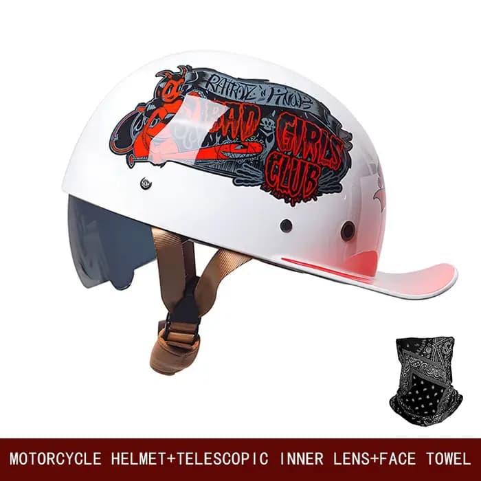 Casque de moto rétro universel croisière skateboard vélo semi-casque