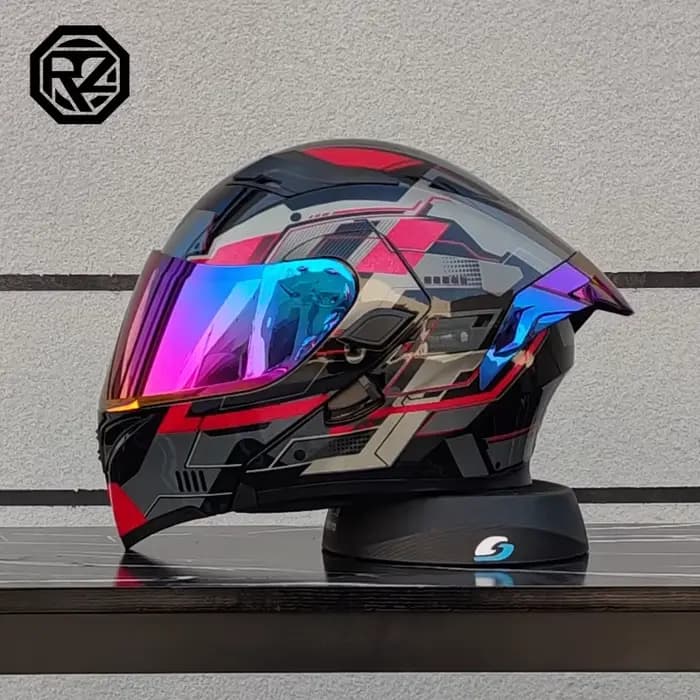 Casque de moto de course intégral avec double pare-soleil