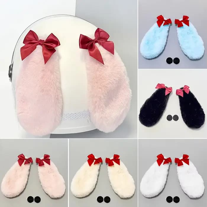 Casque de moto longues oreilles de chat mignonnes avec nœuds pour Motocross accessoires