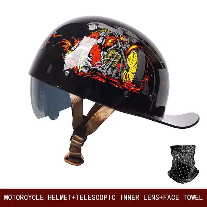 Casque de moto rétro universel croisière skateboard vélo semi-casque