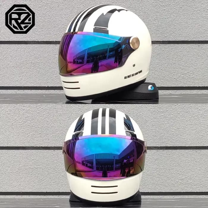 Casque de moto ORZ, casque intégral rétro pour moto