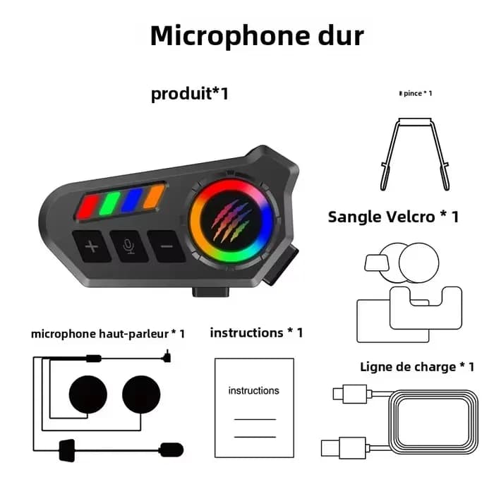 Casque de moto intelligent, casque avec suppression du bruit stéréo Hi-Fi, commande vocale, lecture et appels de musique mains libres