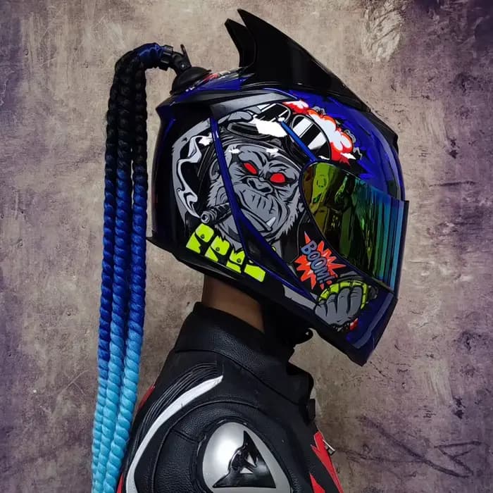Casque intégral de moto à double lentille
