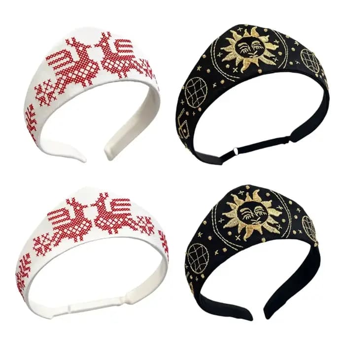 Accessoire pour cheveux brodé avec large panneau en tissu pour le fête, les photos les tenues Y08E