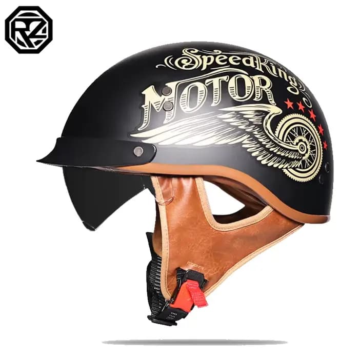 Casque de Moto Rétro avec Lentilles pour Adulte