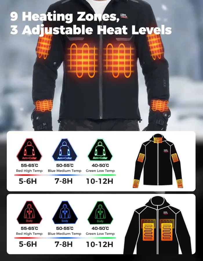 Veste chauffante pour moto pour hommes